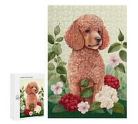 Rompecabezas para Adultos 300 PCS Poodle Floral Portrait Rompecabezas para Adultos Juego Familiar Regalos para Mujeres Regalo De Cumpleaños, Regalos, 300 PCS