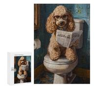 Rompecabezas para Adultos 300 PCS Poodle Reading Newspaper on Toilet-4 Rompecabezas para Adultos, Divertidos Y con Humor para Cumpleaños, Navidad, Regalos De Cumpleaños 300 PCS