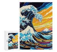 Rompecabezas para Adultos 300 PCS Pop Art Vision of The Great Wave of Kanagawa Rompecabezas para Adultos Juegos Divertidos Decoración Desafiante De Completar 300 PCS