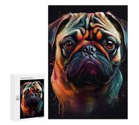 Rompecabezas para Adultos 300 PCS Pug Dog Drawn Rompecabezas para Adultos Juegos Relajantes Mejora La Memoria Difícil Y Desafiante 300 PCS