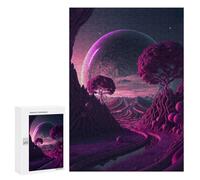Rompecabezas para Adultos 300 PCS Purple Planet Landscape Rompecabezas para Adultos Juegos Relajantes Mejora La Memoria Cumpleaños Y Navidad 300 PCS
