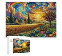 Rompecabezas para Adultos 300 PCS Rainbow Fields of Harvest Rompecabezas para Adultos Juego De Ingenio Decoración Perfecta Cumpleaños Y Navidad 300 PCS