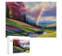 Rompecabezas para Adultos 300 PCS Rainbow Valley A Serene Landscape Rompecabezas para Adultos Juegos Divertidos Pero Regalos Divertidos Y Humorísticos para Amigos Y Familiares 300 PCS