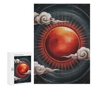 Rompecabezas para Adultos 300 PCS Red Sun with Clouds Digital Art Rompecabezas para Adultos Juegos Familiares Alivia El Estrés Regalo De Cumpleaños, Regalos, 300 PCS