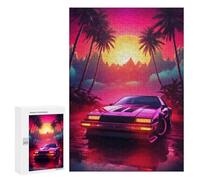 Rompecabezas para Adultos 300 PCS Retro Synthwave Car Rompecabezas para Adultos Juegos Familiares Corte De Precisión Cumpleaños Y Navidad 300 PCS