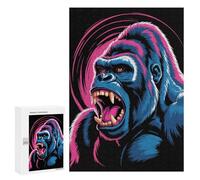 Rompecabezas para Adultos 300 PCS Roaring Gorilla with Pink Accents Rompecabezas Juegos Relajantes Análisis Y Lógica Cumpleaños Y Navidad 300 PCS