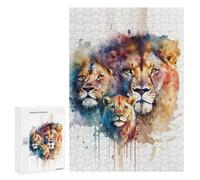 Rompecabezas para Adultos 300 PCS Rompecabezas A Family of Lions Juego De Ingenio con Rompecabezas, Divertido Y Humorístico, 300 PCS