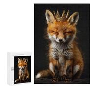 Rompecabezas para Adultos 300 PCS Rompecabezas Animal Fox Cute King Rompecabezas para Adultos Juguete Decoración De Pared Aliviador del Estrés Difícil Y Desafiante 300 PCS