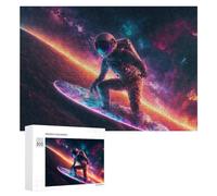 Rompecabezas para Adultos 300 PCS Rompecabezas Astronaut Surfing in Space -20 Rompecabezas para Adultos Juego De Ingenio Análisis Y Lógica Regalos De Cumpleaños Y Únicos 300 PCS