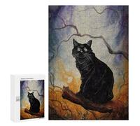 Rompecabezas para Adultos 300 PCS Rompecabezas Black Cat The Haunt Paint Rompecabezas para Adultos Juguete Decoración De Pared Aliviador del Estrés Difícil Y Desafiante 300 PCS