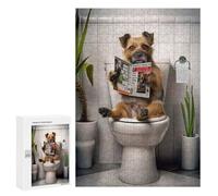Rompecabezas para Adultos 300 PCS Rompecabezas Border Terrier on Toilet Rompecabezas para Adultos Juguete Decoración De Pared Aliviador del Estrés Difícil Y Desafiante 300 PCS