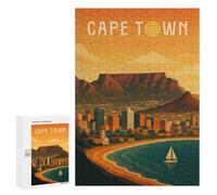 Rompecabezas Para Adultos 300 PCS Rompecabezas Cape Town Travel Poster South Africa - Table Mountain And Ocean Breeze Rompecabezas Para Adultos Juego Familiar Regalos Para Mujeres Para Cumpleaños, Nav