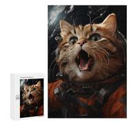 Rompecabezas para Adultos 300 PCS Rompecabezas Cat Astronaut Rompecabezas para Adultos Juego De Ingenio Análisis Y Lógica Interacción Entre Padres E Hijos 300 PCS