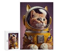 Rompecabezas para Adultos 300 PCS Rompecabezas Cat in Space Suit-4 Rompecabezas para Adultos Juguete Decoración De Pared Aliviador del Estrés Difícil Y Desafiante 300 PCS