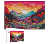 Rompecabezas para Adultos 300 PCS Rompecabezas Colorful Abstract Landscape Sunset Rompecabezas para Adultos Juego De Ingenio Análisis Y Lógica Regalos De Cumpleaños Y Únicos 300 PCS