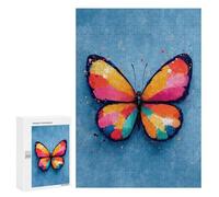 Rompecabezas para Adultos 300 PCS Rompecabezas Colorful Butterfly on Blue Background Rompecabezas Juegos Familiares Mejora La Memoria Cumpleaños Y Navidad 300 PCS