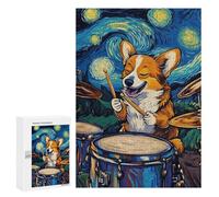 Rompecabezas para Adultos 300 PCS Rompecabezas Corgi Drummer Starry Night Rompecabezas para Adultos Juego De Ingenio Análisis Y Lógica Interacción Entre Padres E Hijos 300 PCS