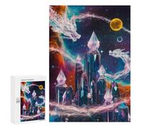 Rompecabezas para Adultos 300 PCS Rompecabezas Cosmic Dragon Crystals Rompecabezas para Adultos Juguete Decoración De Pared Aliviador del Estrés Difícil Y Desafiante 300 PCS