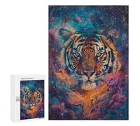 Rompecabezas para Adultos 300 PCS Rompecabezas Cosmic Tiger Gaze Rompecabezas para Adultos Juguete Decoración De Pared Aliviador del Estrés Difícil Y Desafiante 300 PCS