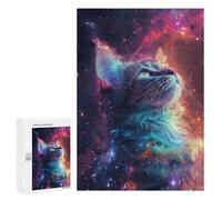 Rompecabezas para Adultos 300 PCS Rompecabezas Cute Galaxy Cat Rompecabezas para Adultos Juguete Decoración De Pared Aliviador del Estrés Difícil Y Desafiante 300 PCS