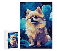 Rompecabezas para Adultos 300 PCS Rompecabezas Cute Pomeranian Pixel Art Rompecabezas para Adultos Juguete Decoración De Pared Aliviador del Estrés Difícil Y Desafiante 300 PCS