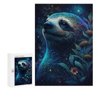Rompecabezas para Adultos 300 PCS Rompecabezas Galactic Sloth with Flowers -6 Rompecabezas Juegos Familiares Mejora La Memoria Cumpleaños Y Navidad 300 PCS