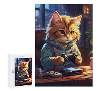 Rompecabezas para Adultos 300 PCS Rompecabezas Gaming Cat Rompecabezas para Adultos Juguete Decoración De Pared Aliviador del Estrés Difícil Y Desafiante 300 PCS