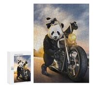 Rompecabezas para Adultos 300 PCS Rompecabezas Giant Panda Ride Motorbike Juego De Ingenio con Rompecabezas, Divertido Y Humorístico, 300 PCS