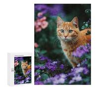 Rompecabezas para Adultos 300 PCS Rompecabezas Ginger Cat in Garden Rompecabezas Juegos Familiares Mejora La Memoria Cumpleaños Y Navidad 300 PCS