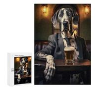 Rompecabezas para Adultos 300 PCS Rompecabezas Great Dane in The Pub Rompecabezas para Adultos Juguete Decoración De Pared Aliviador del Estrés Difícil Y Desafiante 300 PCS