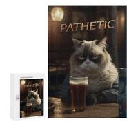 Rompecabezas para Adultos 300 PCS Rompecabezas Grumpy Judgmental Beer Cat Rompecabezas para Adultos Juguete Decoración De Pared Aliviador del Estrés Difícil Y Desafiante 300 PCS