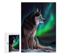 Rompecabezas para Adultos 300 PCS Rompecabezas Husky Dog Aurora Rompecabezas para Adultos Juego De Ingenio Análisis Y Lógica Interacción Entre Padres E Hijos 300 PCS