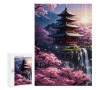 Rompecabezas para Adultos 300 PCS Rompecabezas Japanese Shrine Sakura Art Rompecabezas para Adultos Juguete Decoración De Pared Aliviador del Estrés Difícil Y Desafiante 300 PCS