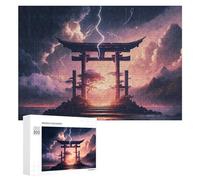 Rompecabezas para Adultos 300 PCS Rompecabezas Japanese Torii Gate Lightning Storm Rompecabezas para Adultos Juego De Ingenio Análisis Y Lógica Interacción Entre Padres E Hijos 300 PCS