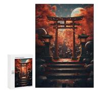 Rompecabezas para Adultos 300 PCS Rompecabezas Japanese Torri Gate Moon Rompecabezas para Adultos Juguete Decoración De Pared Aliviador del Estrés Difícil Y Desafiante 300 PCS
