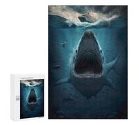 Rompecabezas para Adultos 300 PCS Rompecabezas Jaws The Giant Shark Rompecabezas para Adultos Juguete Decoración De Pared Aliviador del Estrés Difícil Y Desafiante 300 PCS