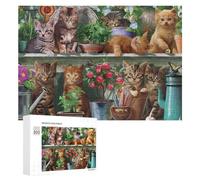 Rompecabezas para Adultos 300 PCS Rompecabezas Kittens in A Garden Setting Rompecabezas para Adultos Juego De Ingenio Análisis Y Lógica Regalos De Cumpleaños Y Únicos 300 PCS