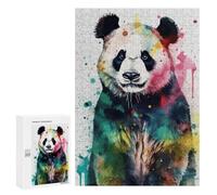 Rompecabezas para Adultos 300 PCS Rompecabezas Panda Bear Watercolor Rompecabezas para Adultos Juguete Decoración De Pared Aliviador del Estrés Difícil Y Desafiante 300 PCS