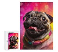 Rompecabezas para Adultos 300 PCS Rompecabezas Pug Fiesta Rompecabezas para Adultos Juguete Decoración De Pared Aliviador del Estrés Difícil Y Desafiante 300 PCS