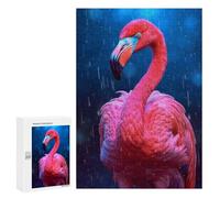Rompecabezas para Adultos 300 PCS Rompecabezas Rainbow Flamingo in The Rain Rompecabezas para Adultos Juguete Decoración De Pared Aliviador del Estrés Difícil Y Desafiante 300 PCS