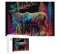 Rompecabezas para Adultos 300 PCS Rompecabezas Rainbow Forest Deer Illustration Rompecabezas para Adultos Juego De Ingenio Análisis Y Lógica Regalos De Cumpleaños Y Únicos 300 PCS