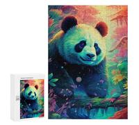 Rompecabezas para Adultos 300 PCS Rompecabezas Rainbow Panda in Fantasy Forest Rompecabezas para Adultos Juego De Ingenio Análisis Y Lógica Regalos De Cumpleaños Y Únicos 300 PCS