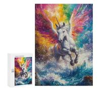 Rompecabezas para Adultos 300 PCS Rompecabezas Rainbow Unicorn Rompecabezas para Adultos Juguete Decoración De Pared Aliviador del Estrés Difícil Y Desafiante 300 PCS