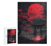 Rompecabezas para Adultos 300 PCS Rompecabezas Red Moon Torii Gate Fuji Rompecabezas para Adultos Juguete Decoración De Pared Aliviador del Estrés Difícil Y Desafiante 300 PCS