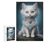 Rompecabezas para Adultos 300 PCS Rompecabezas Regal White Kitten Portrait Rompecabezas para Adultos Juguete Decoración De Pared Aliviador del Estrés Difícil Y Desafiante 300 PCS