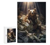 Rompecabezas para Adultos 300 PCS Rompecabezas Rich Wealthy Brown Bear Rompecabezas para Adultos Juego De Ingenio Análisis Y Lógica Interacción Entre Padres E Hijos 300 PCS