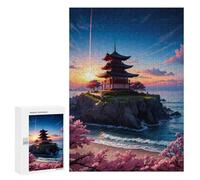 Rompecabezas para Adultos 300 PCS Rompecabezas Sakura Japan Pagoda Rompecabezas para Adultos Juguete Decoración De Pared Aliviador del Estrés Difícil Y Desafiante 300 PCS