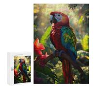 Rompecabezas para Adultos 300 PCS Rompecabezas Scarlet Macaw Parrot in Jungle Rompecabezas para Adultos Juguetes Antiestrés Análisis Y Lógica Cumpleaños 300 PCS