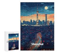 Rompecabezas para Adultos 300 PCS Rompecabezas Shanghai Skyline Night Rompecabezas para Adultos Juguetes Antiestrés Análisis Y Lógica Cumpleaños 300 PCS
