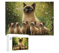 Rompecabezas para Adultos 300 PCS Rompecabezas Siamese Cat Family Portrait Juego De Ingenio con Rompecabezas, Divertido Y Humorístico, 300 PCS